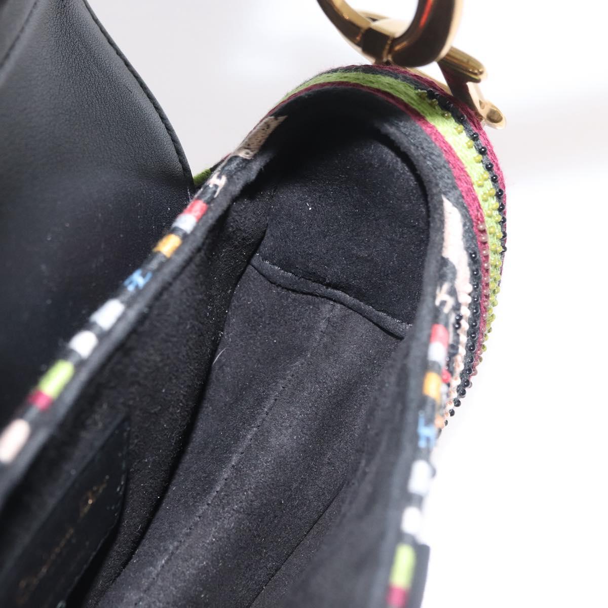 Christian Dior Saddle bag Hand Bag Beads Multicolor Gold Auth 181922SM