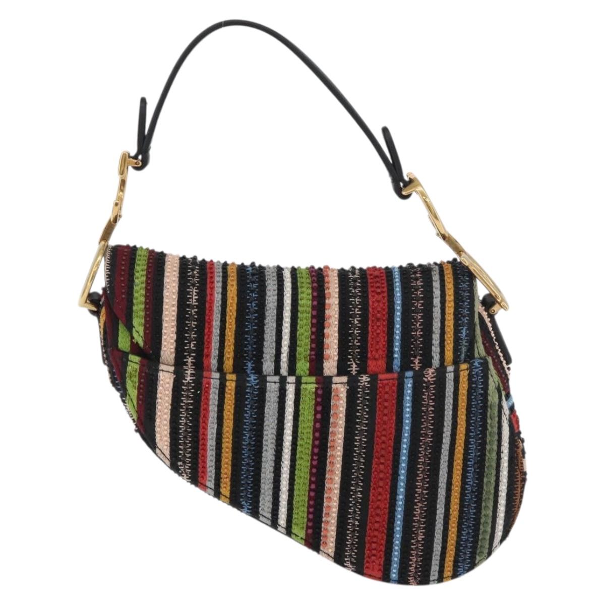 Christian Dior Saddle bag Hand Bag Beads Multicolor Gold Auth 181922SM