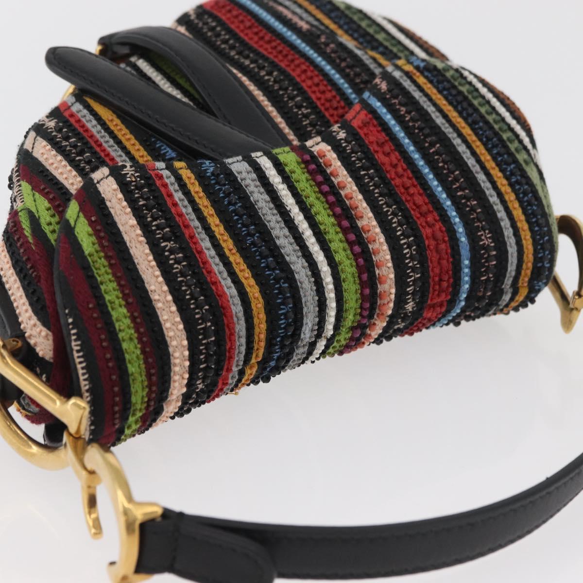 Christian Dior Saddle bag Hand Bag Beads Multicolor Gold Auth 181922SM