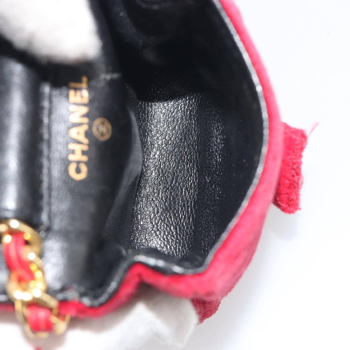 CHANEL Matelasse Chain Shoulder Bag Velor Red Gold CC Auth 181928