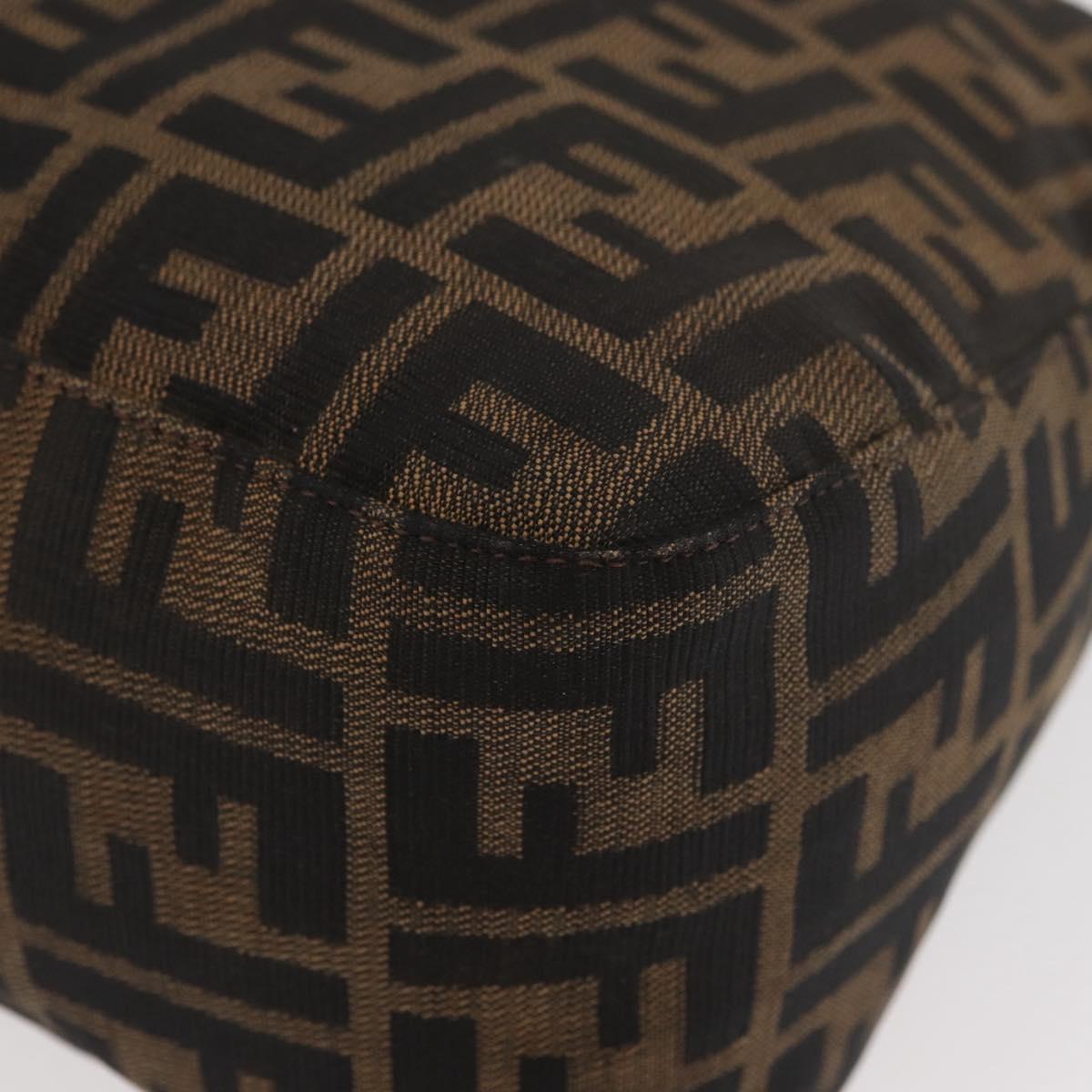 FENDI Zucca Canvas Mamma Baguette Shoulder Bag Black Brown Auth 181932A
