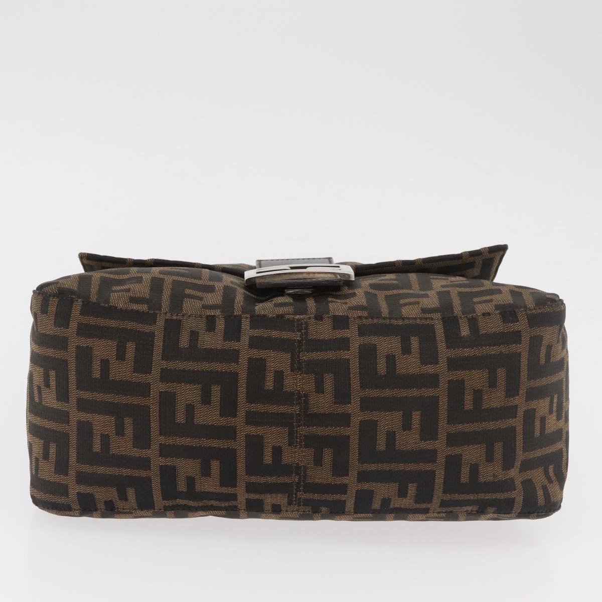 FENDI Zucca Canvas Mamma Baguette Shoulder Bag Black Brown Auth 181932A