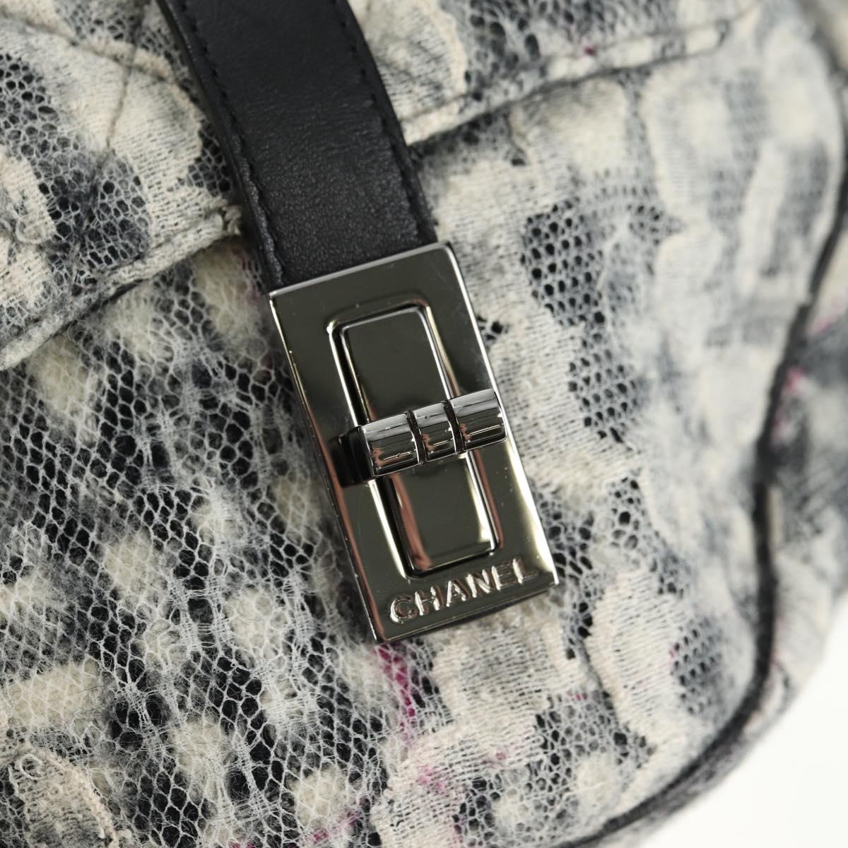 CHANEL Camelia 2.55 Chain Shoulder Bag Wool Tweed White Black CC Auth 181935SM