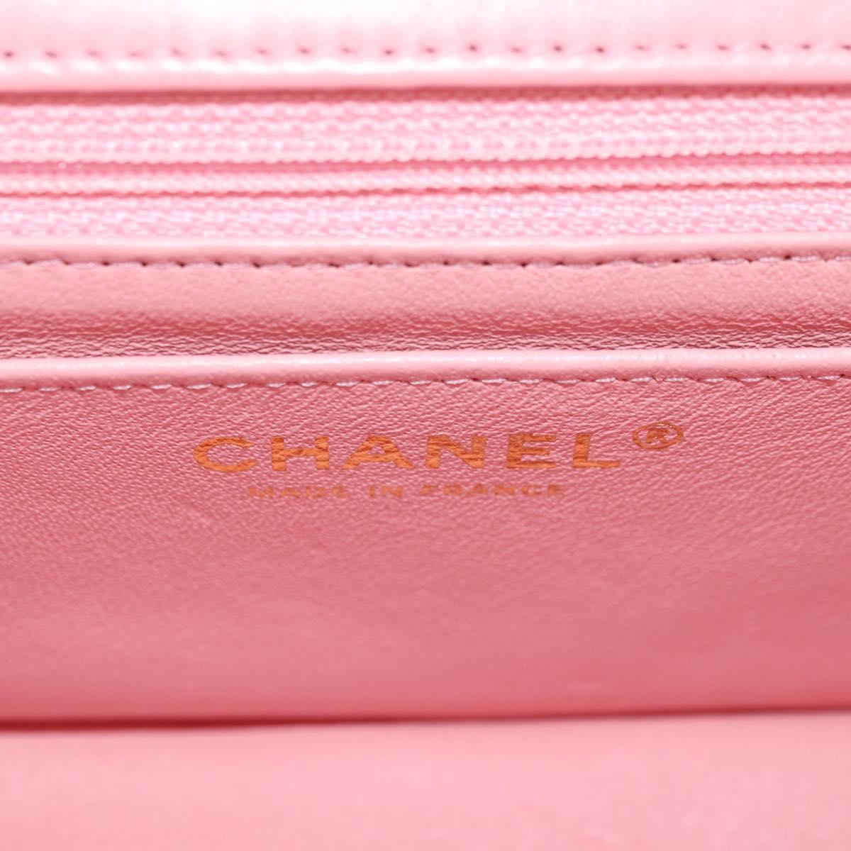 CHANEL Matelasse Chain Shoulder Bag Wool Tweed Pink Gold CC Auth 181936SAM