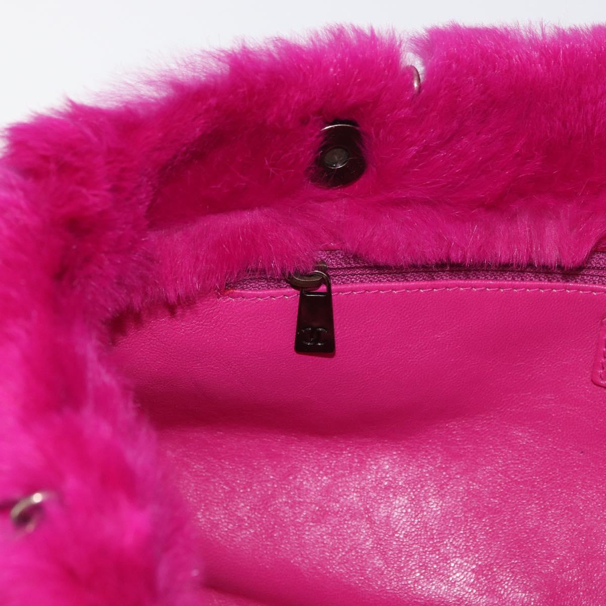 CHANEL Chain Shoulder Bag Fur Pink CC Auth 181939M