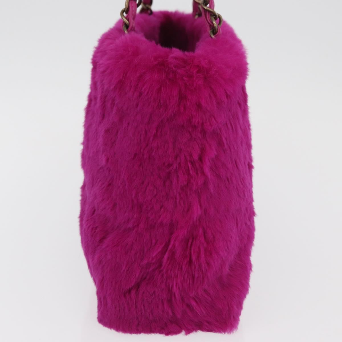CHANEL Chain Shoulder Bag Fur Pink CC Auth 181939M