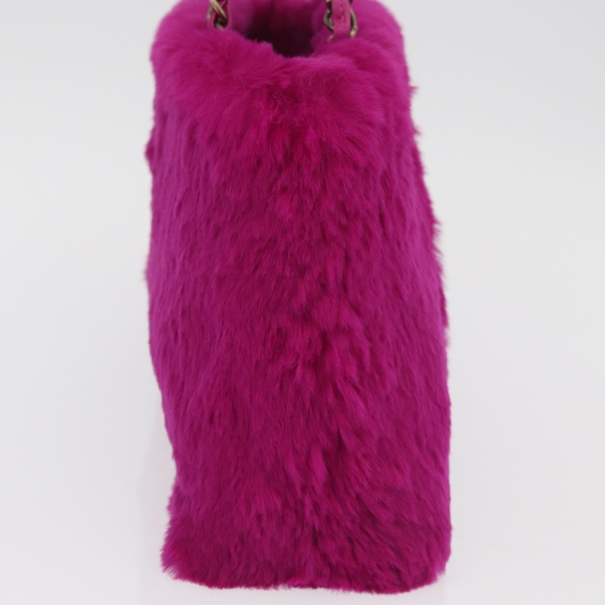 CHANEL Chain Shoulder Bag Fur Pink CC Auth 181939M