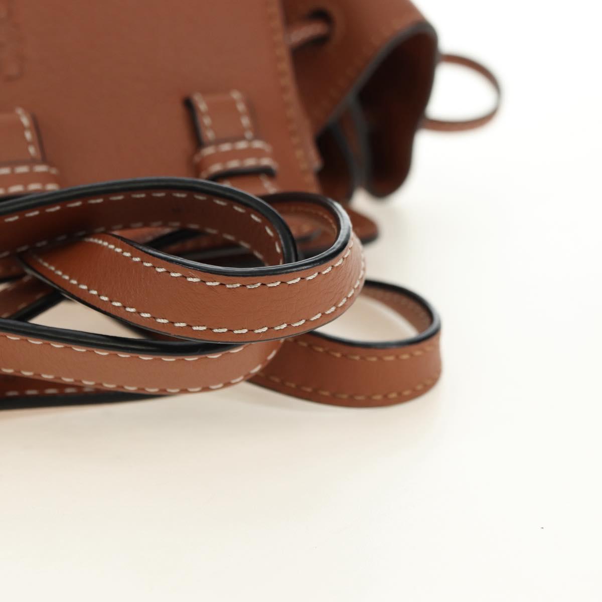 LOEWE Anagram Mini Hammock Drawstring Bag Leather 2way Brown Auth 181940SM