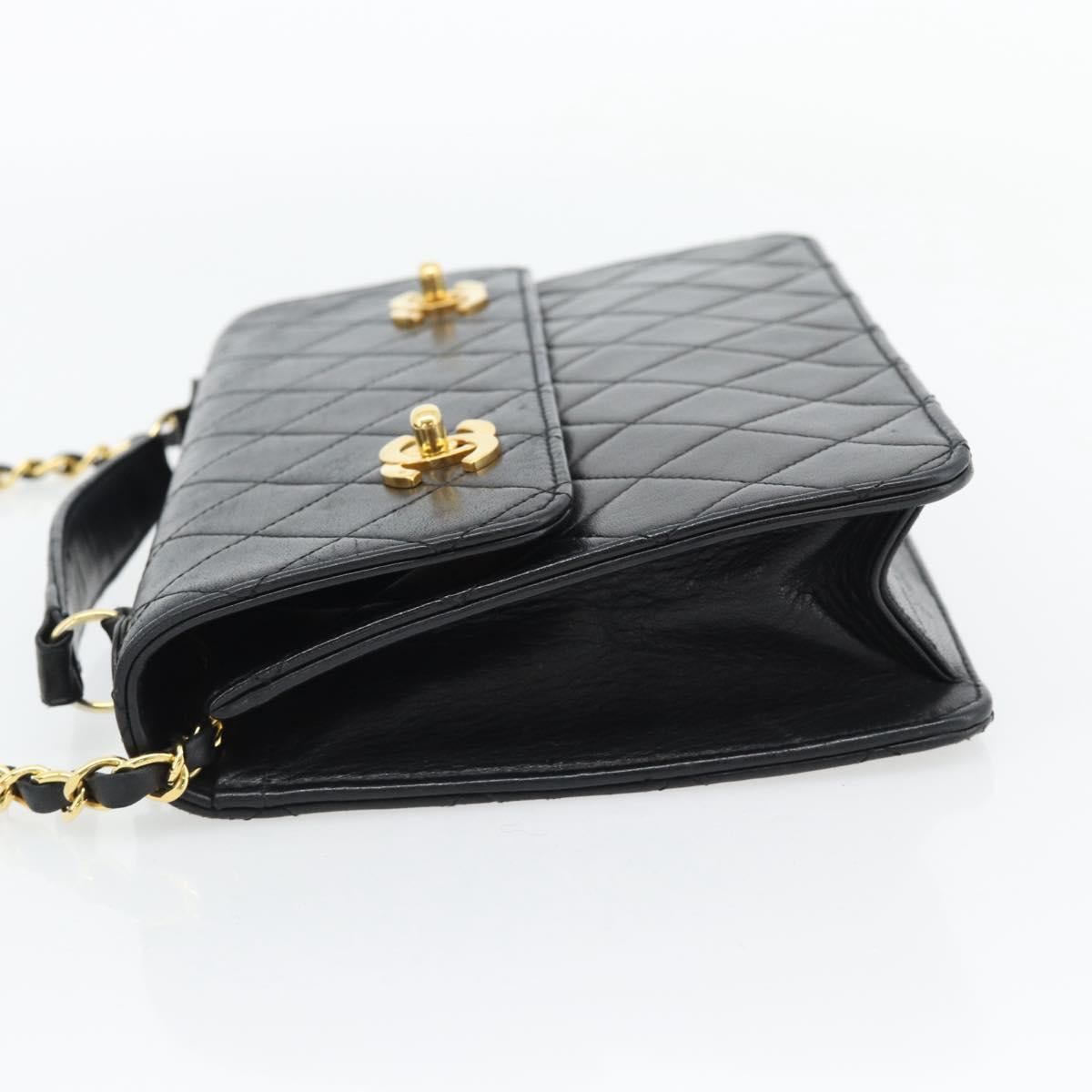 CHANEL Matelasse 23 Double Turn Lock Chain Lamb Skin 2way CC Auth 181941SAV
