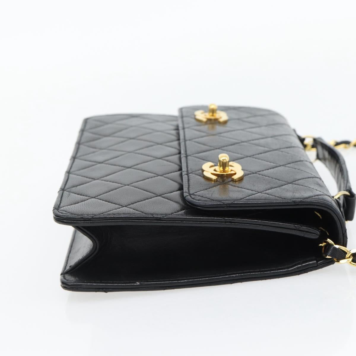 CHANEL Matelasse 23 Double Turn Lock Chain Lamb Skin 2way CC Auth 181941SAV