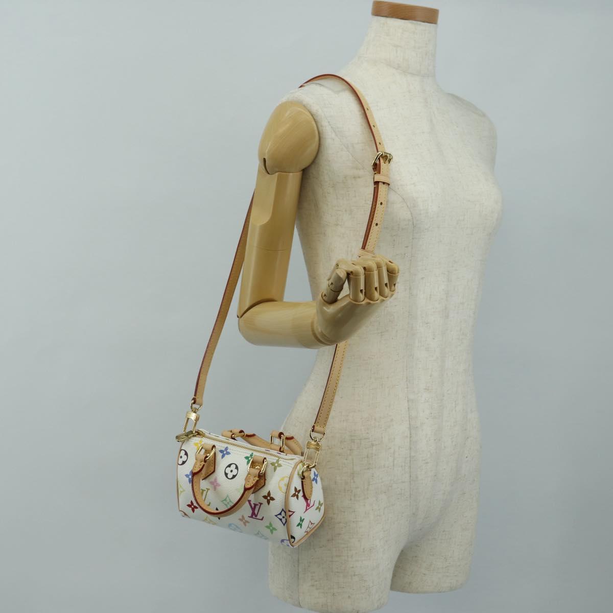 LOUIS VUITTON Multicolor Nano Speedy Hand Bag 2way White M13391 Auth 181947SAM