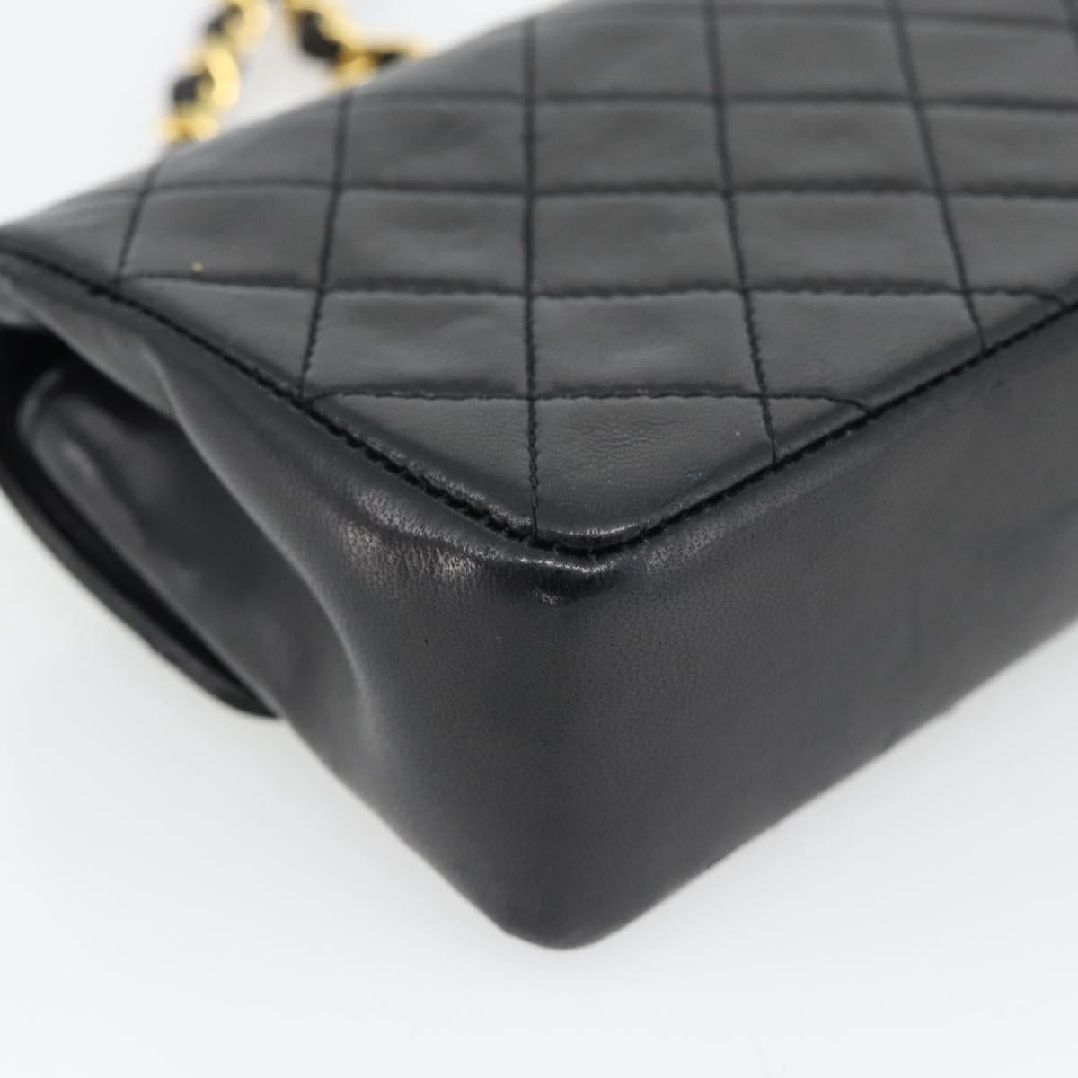 CHANEL Matelasse Chain Shoulder Bag Lamb Skin Black Gold CC Auth 181948V
