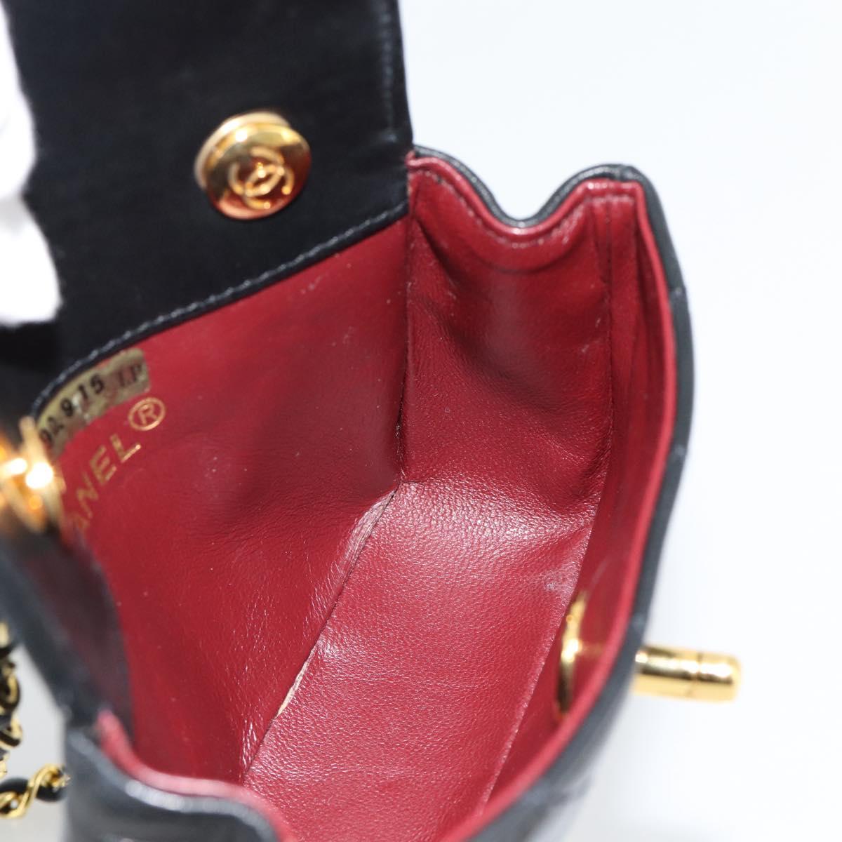 CHANEL Matelasse Chain Shoulder Bag Lamb Skin Black Gold CC Auth 181948V