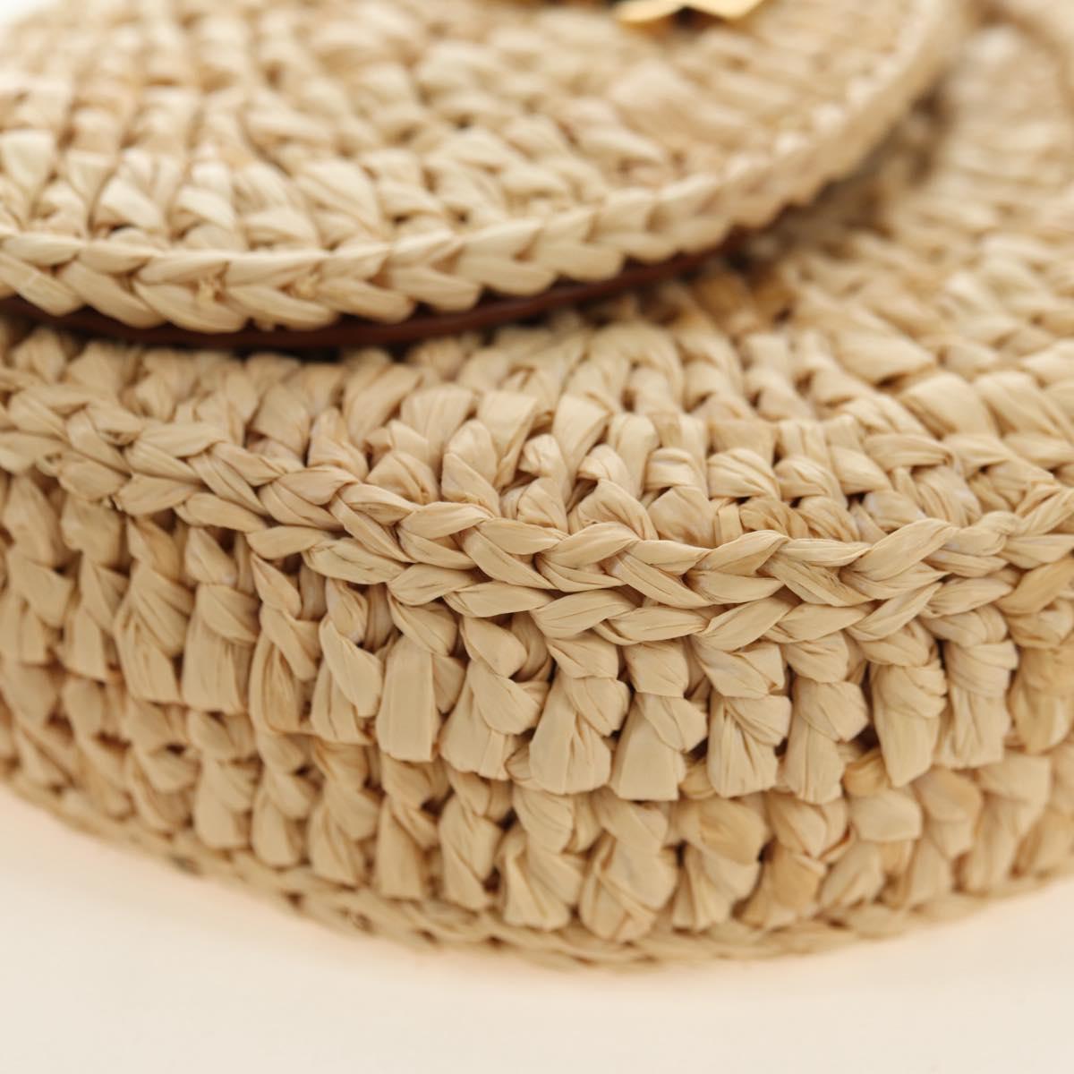 SAINT LAURENT Chain Shoulder Bag Raffia Beige Gold Auth 181954M
