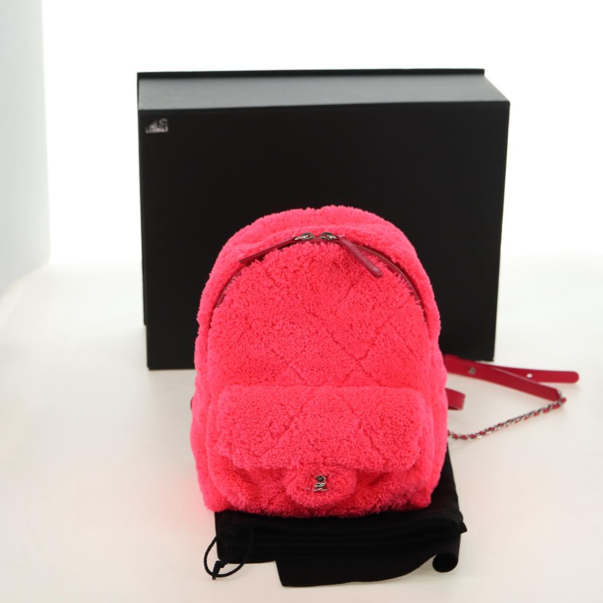 CHANEL Matelasse Chain Backpack pile Pink Silver CC Auth 181955M