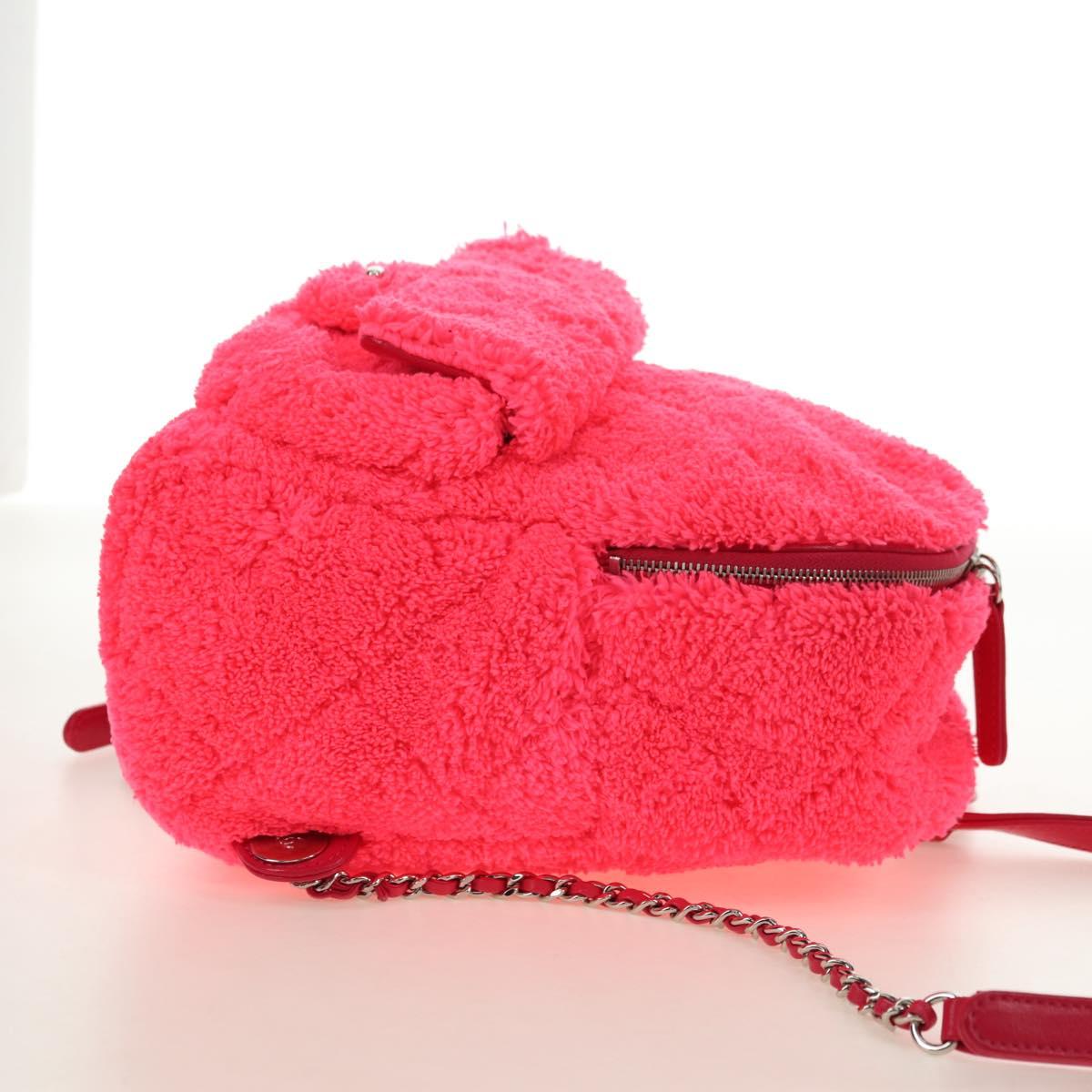 CHANEL Matelasse Chain Backpack pile Pink Silver CC Auth 181955M