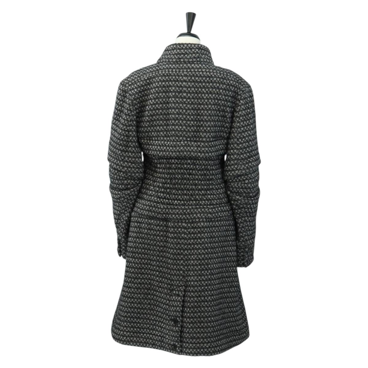 CHANEL Coat Wool Black CC Auth 181967V