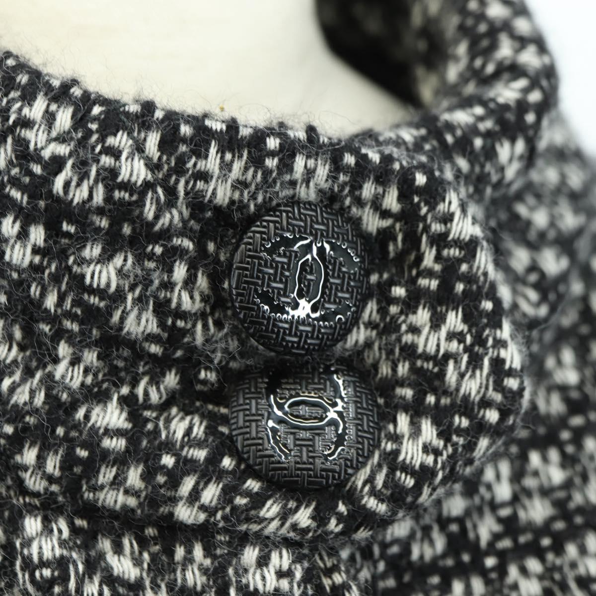 CHANEL Coat Wool Black CC Auth 181967V