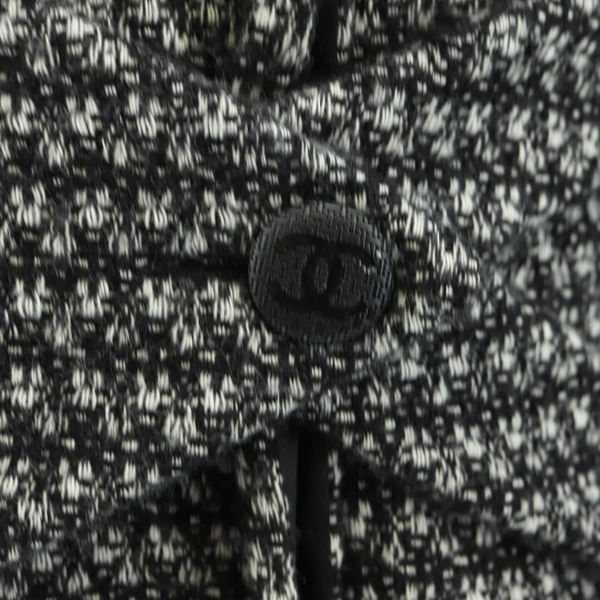 CHANEL Coat Wool Black CC Auth 181967V