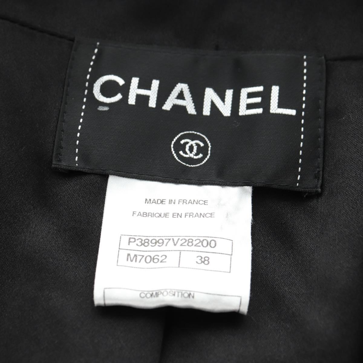 CHANEL Coat Wool Black CC Auth 181967V