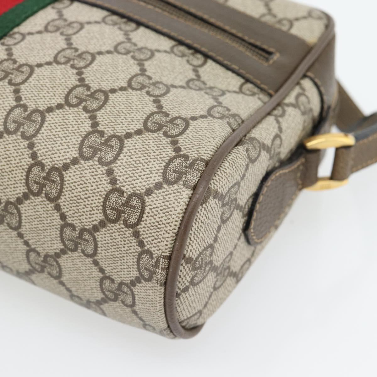GUCCI GG Supreme Web Sherry Line Bag PVC Beige Gold 56 02 004 Auth 181982
