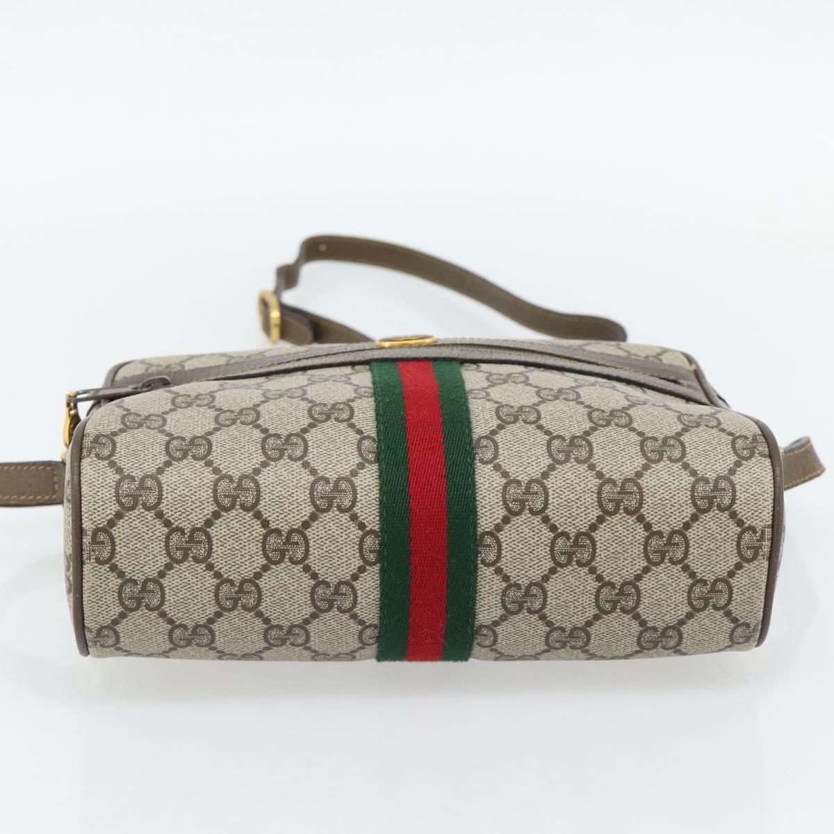 GUCCI GG Supreme Web Sherry Line Bag PVC Beige Gold 56 02 004 Auth 181982