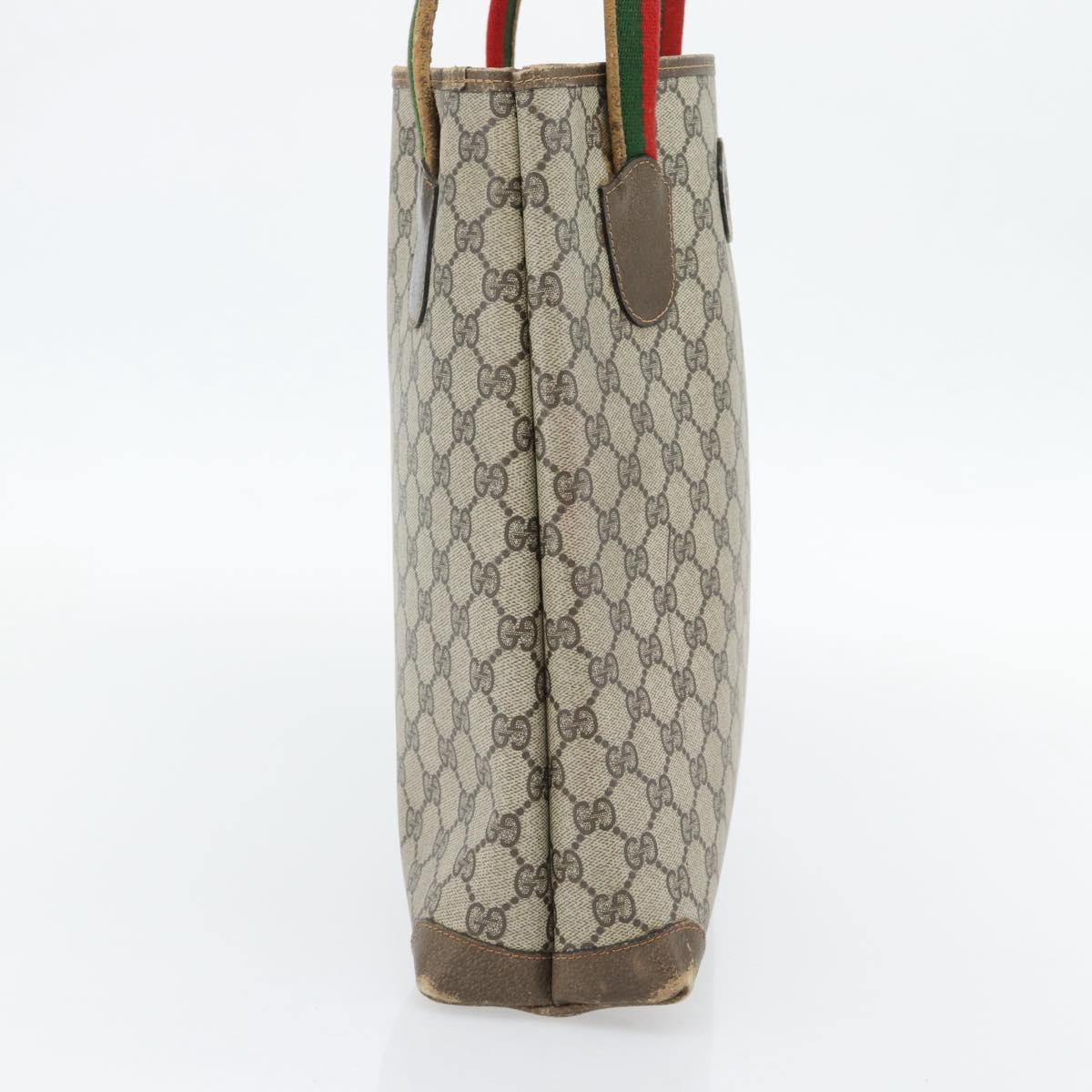 GUCCI GG Supreme Web Sherry Line Tote Bag PVC Beige 41 004 4465 Auth 181984