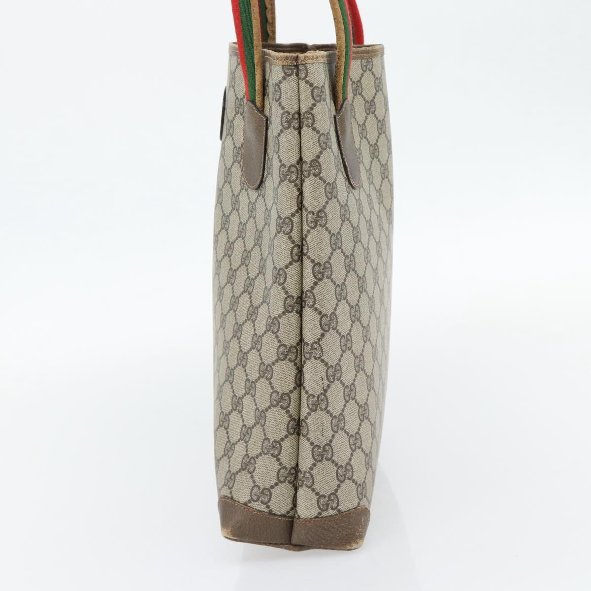 GUCCI GG Supreme Web Sherry Line Tote Bag PVC Beige 41 004 4465 Auth 181984