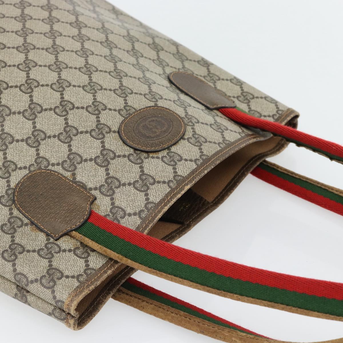 GUCCI GG Supreme Web Sherry Line Tote Bag PVC Beige 41 004 4465 Auth 181984