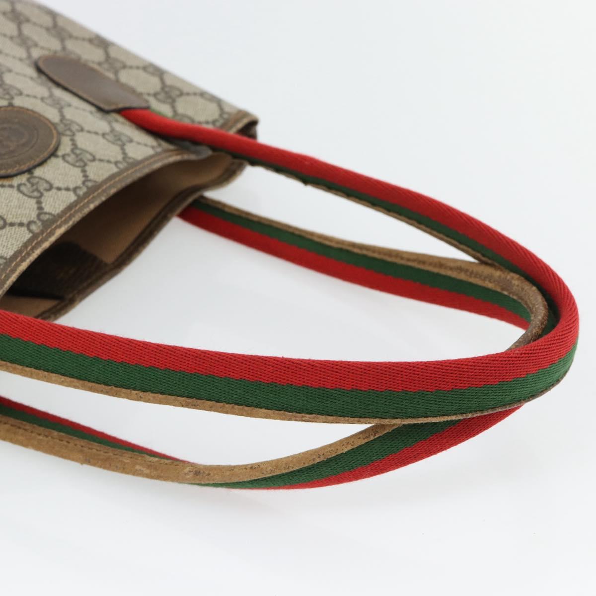 GUCCI GG Supreme Web Sherry Line Tote Bag PVC Beige 41 004 4465 Auth 181984