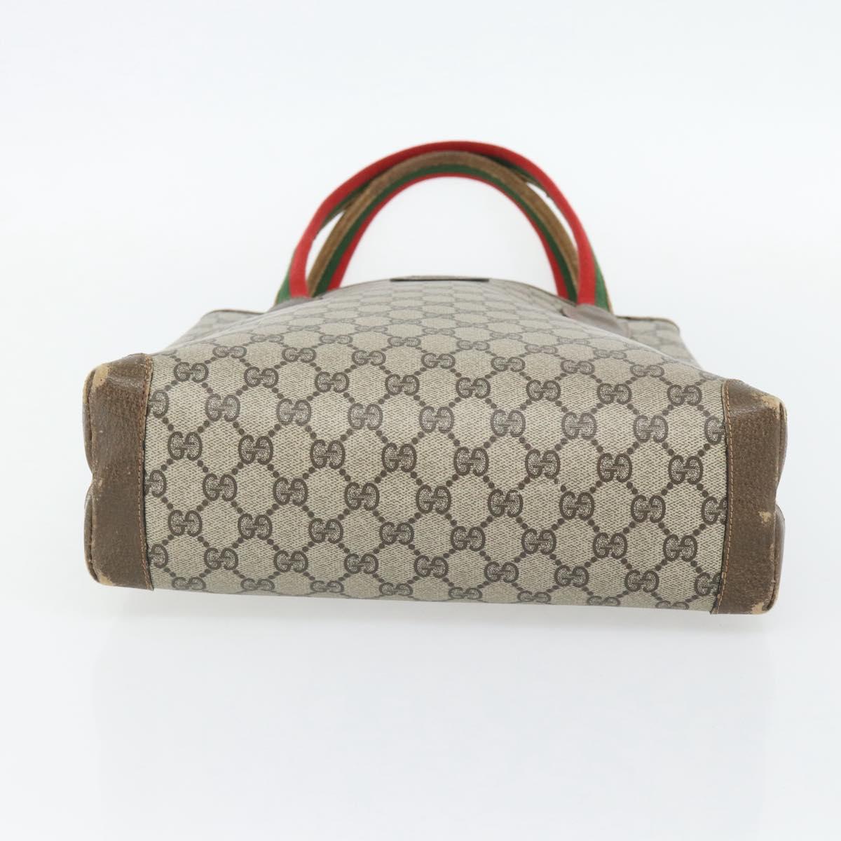 GUCCI GG Supreme Web Sherry Line Tote Bag PVC Beige 41 004 4465 Auth 181984