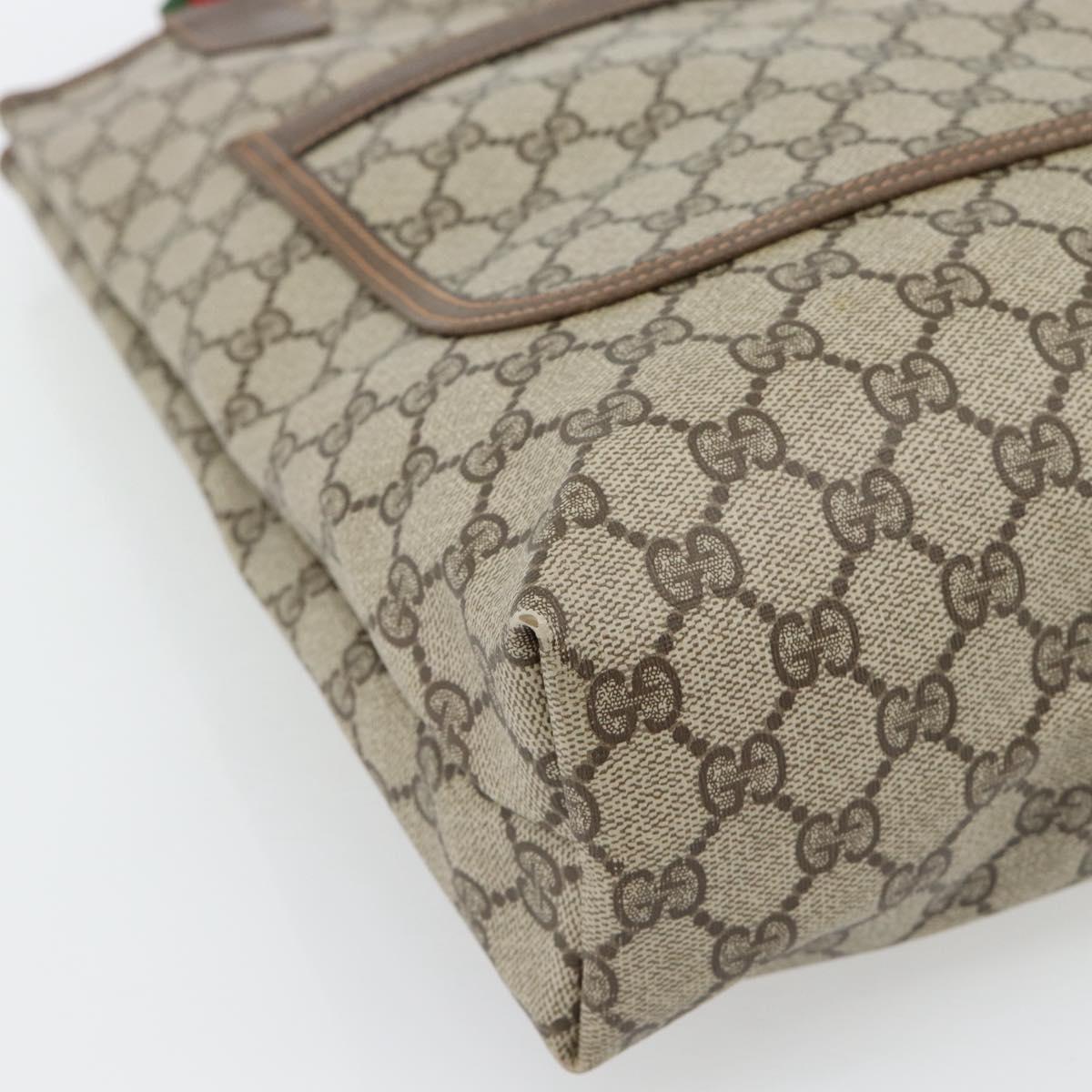 GUCCI GG Supreme Web Sherry Line Tote Bag PVC Beige Gold 40 02 003 Auth 181985A