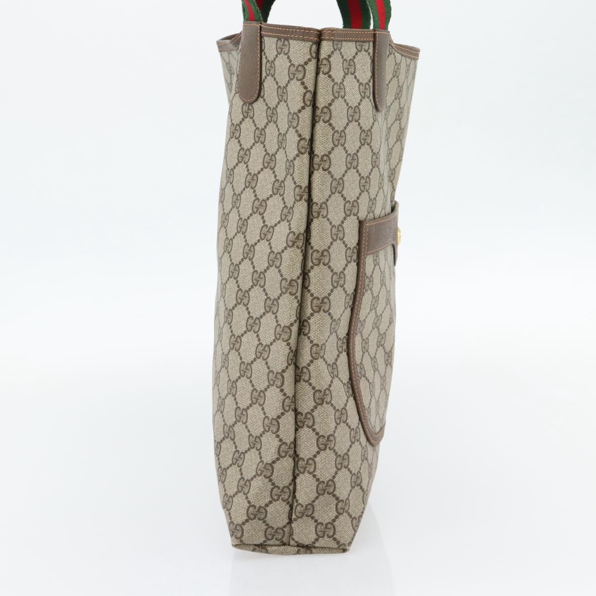 GUCCI GG Supreme Web Sherry Line Tote Bag PVC Beige Gold 40 02 003 Auth 181985A