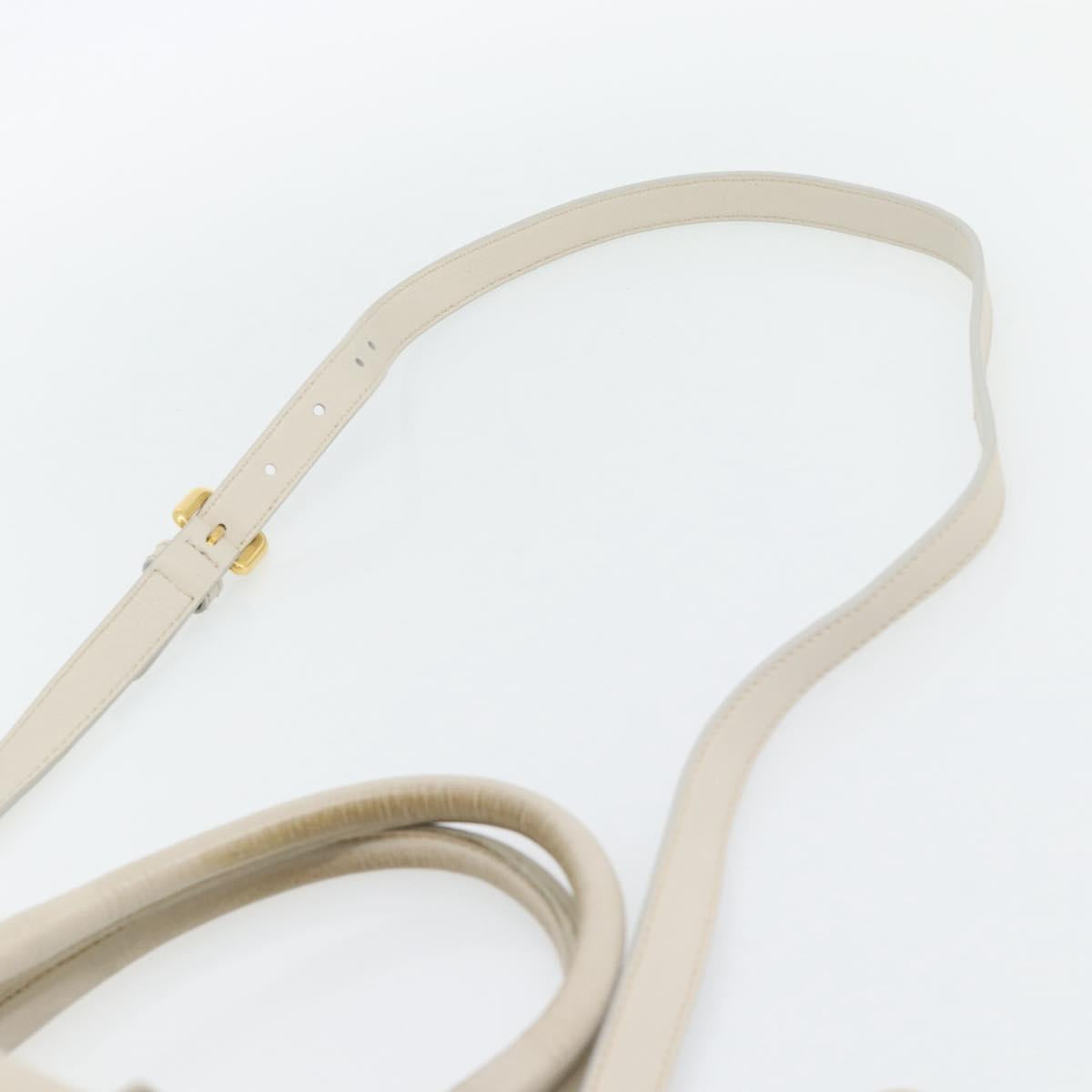 PRADA Hand Bag Leather 2way Ivory Gold Auth 182009