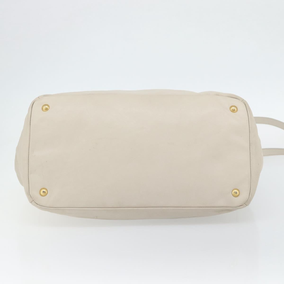 PRADA Hand Bag Leather 2way Ivory Gold Auth 182009