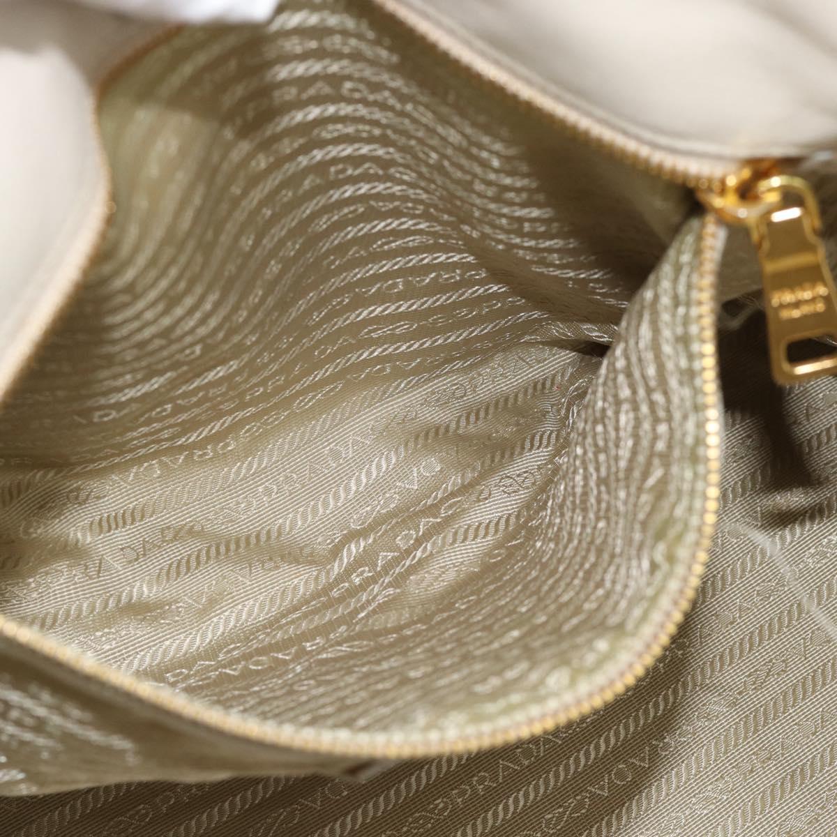 PRADA Hand Bag Leather 2way Ivory Gold Auth 182009