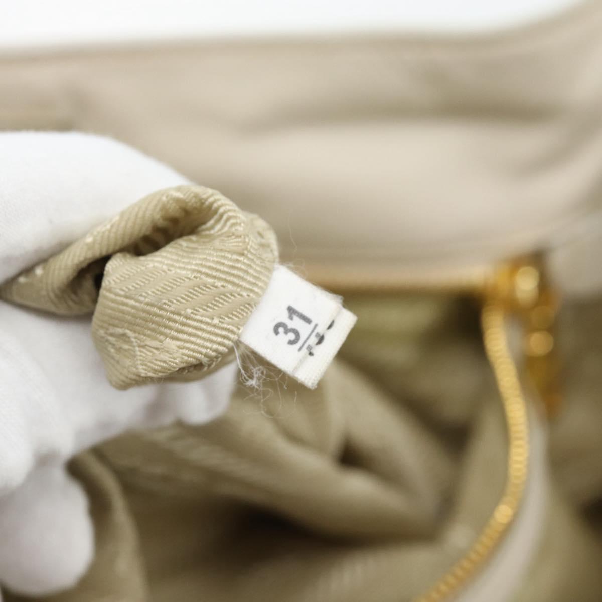 PRADA Hand Bag Leather 2way Ivory Gold Auth 182009