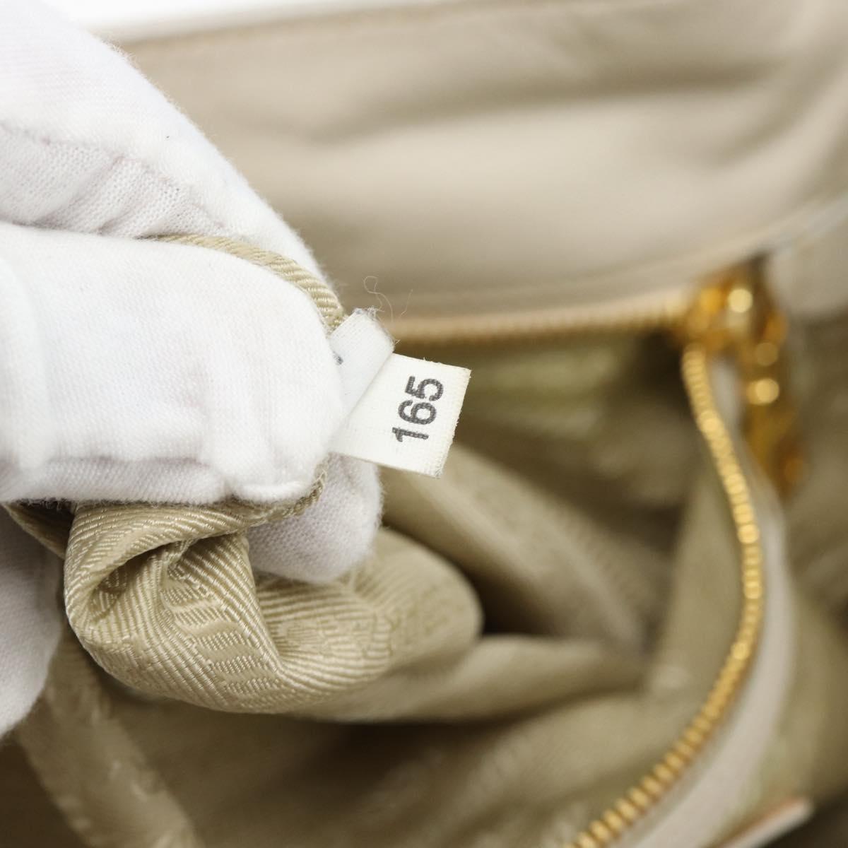 PRADA Hand Bag Leather 2way Ivory Gold Auth 182009