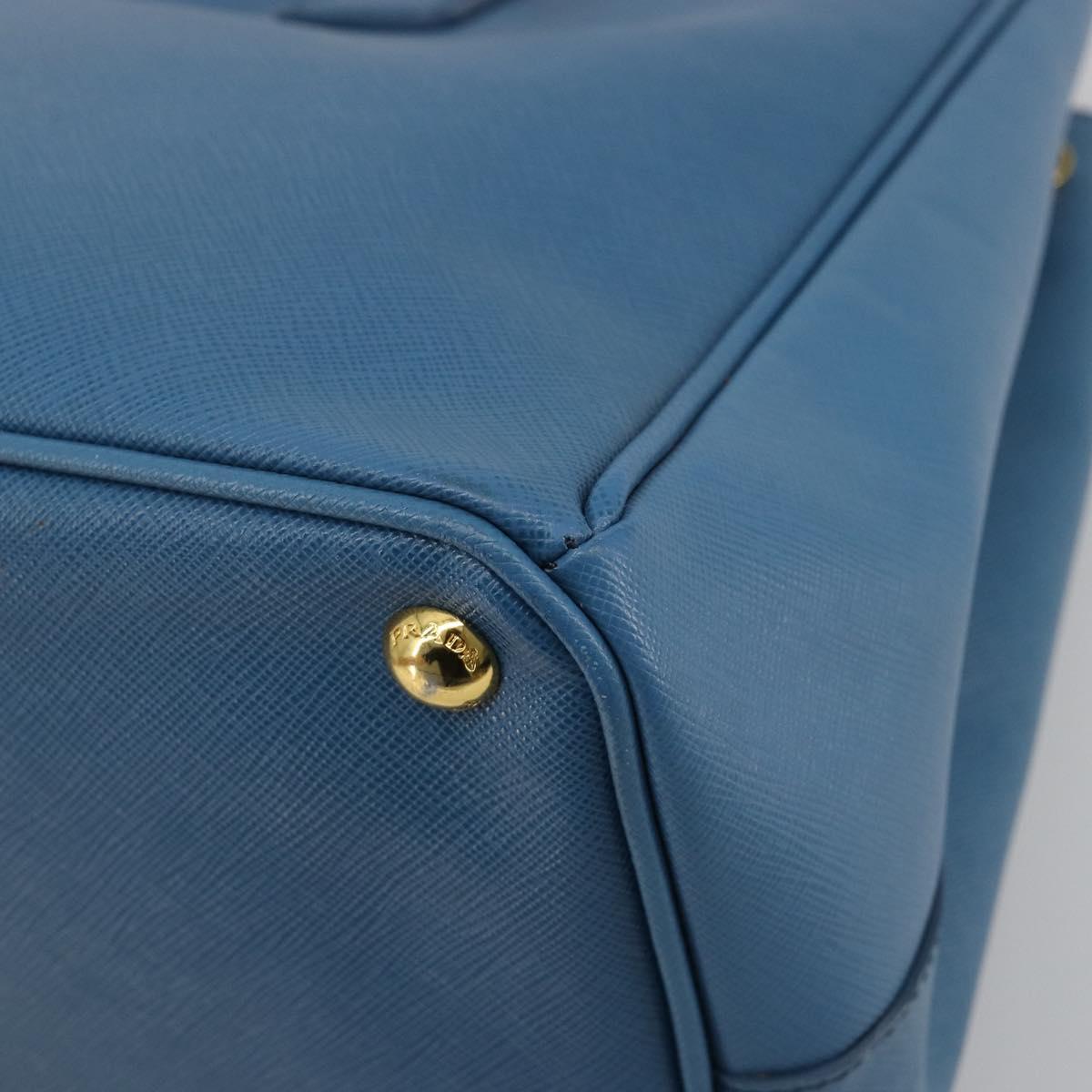 PRADA Galleria Hand Bag Safiano Leather Blue Gold Auth 182011V