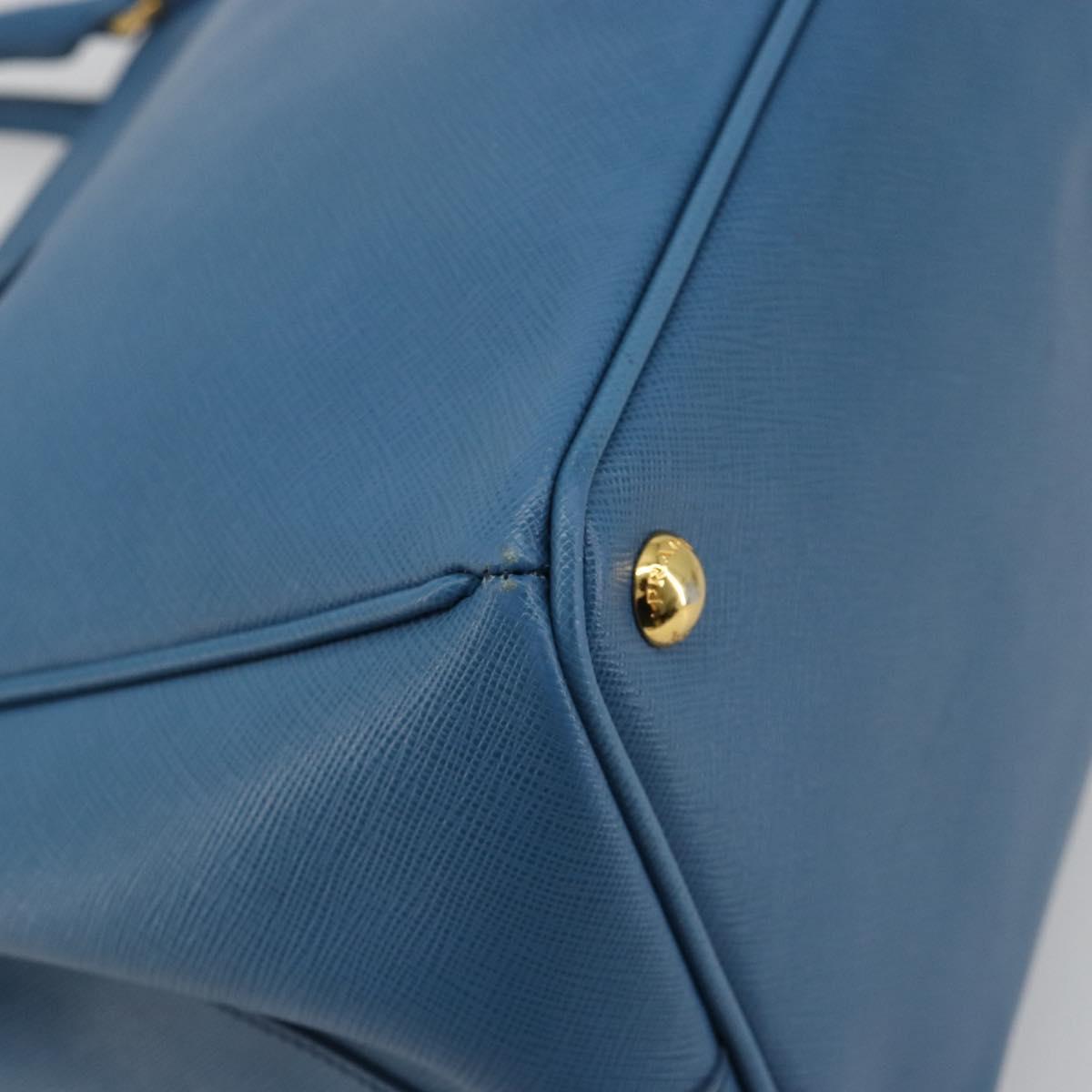 PRADA Galleria Hand Bag Safiano Leather Blue Gold Auth 182011V