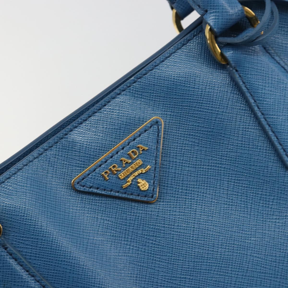 PRADA Galleria Hand Bag Safiano Leather Blue Gold Auth 182011V