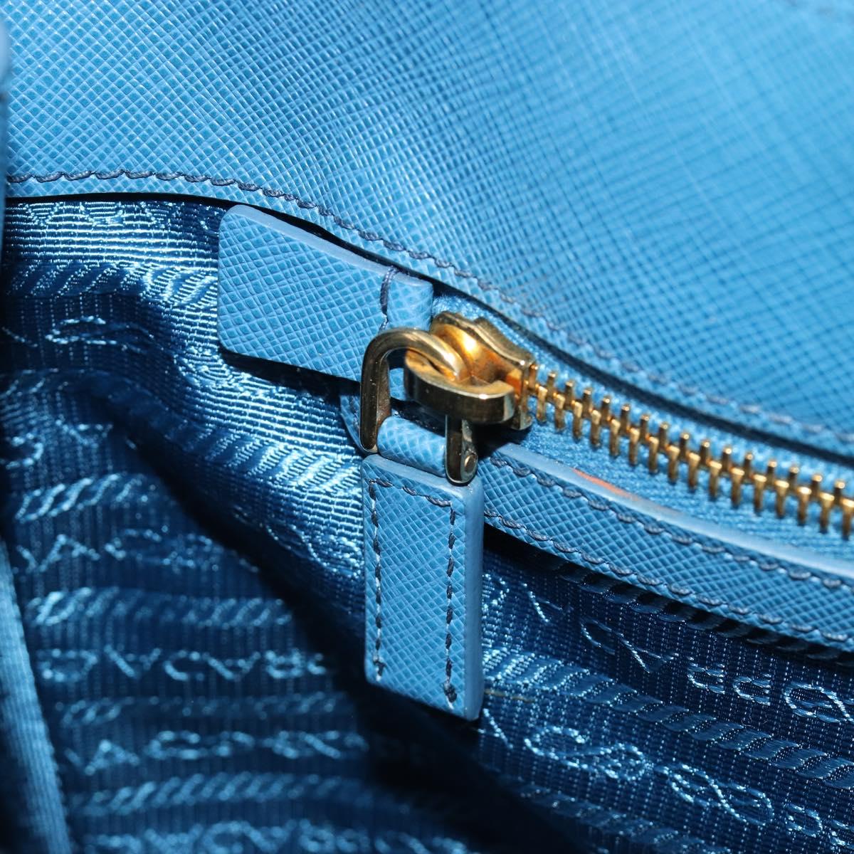 PRADA Galleria Hand Bag Safiano Leather Blue Gold Auth 182011V