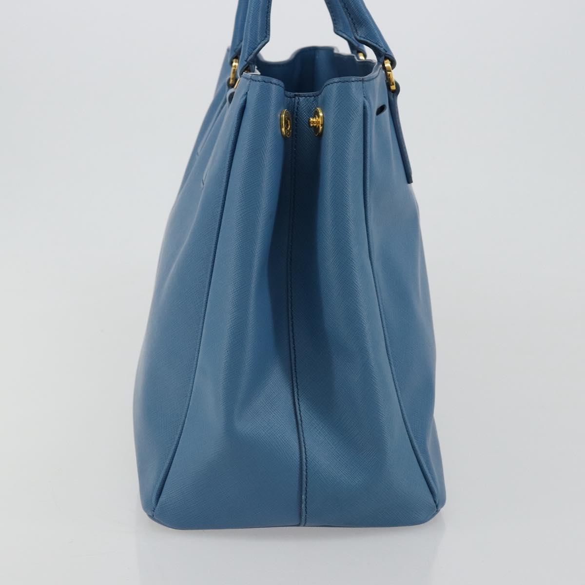 PRADA Galleria Hand Bag Safiano Leather Blue Gold Auth 182011V