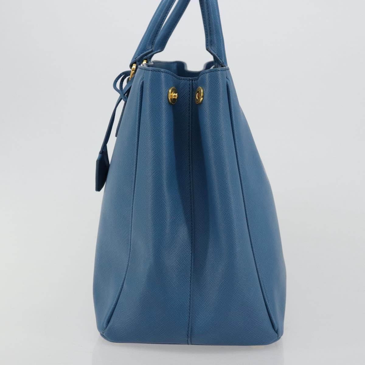 PRADA Galleria Hand Bag Safiano Leather Blue Gold Auth 182011V