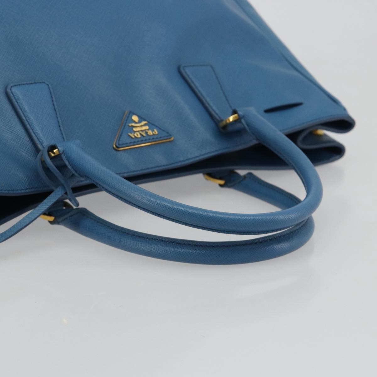 PRADA Galleria Hand Bag Safiano Leather Blue Gold Auth 182011V