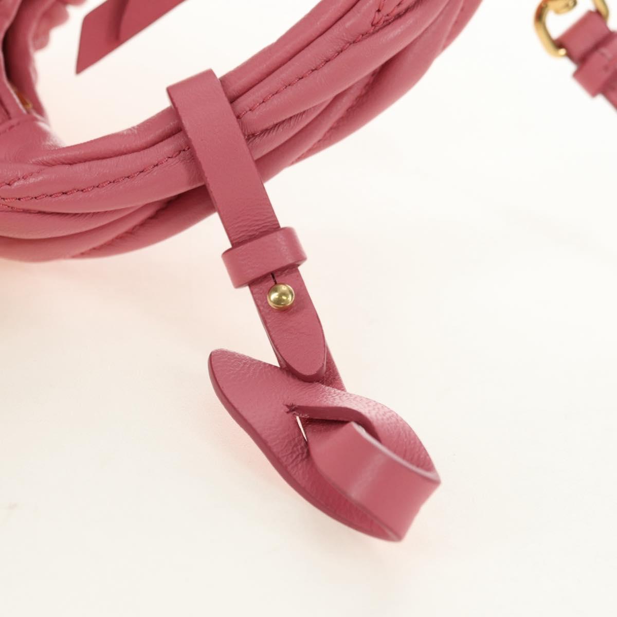 Miu Miu Matelasse Wonder Shoulder Pouch Leather 2way Pink Gold Auth 182012SAM