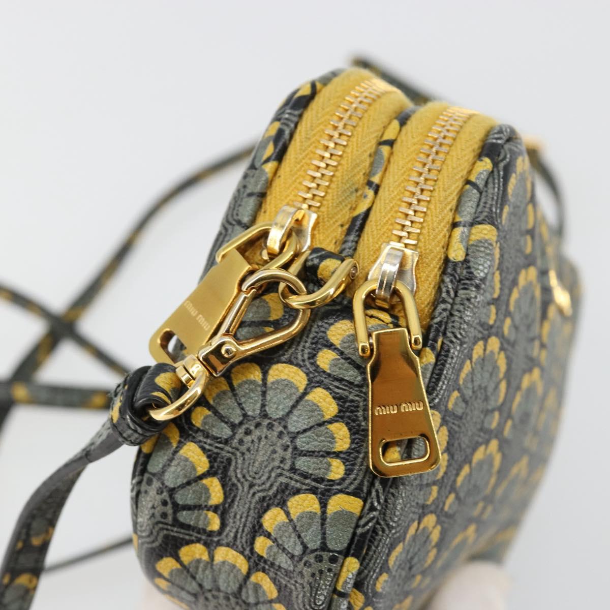 Miu Miu Shoulder Bag Leather Gray Gold Auth 182013A