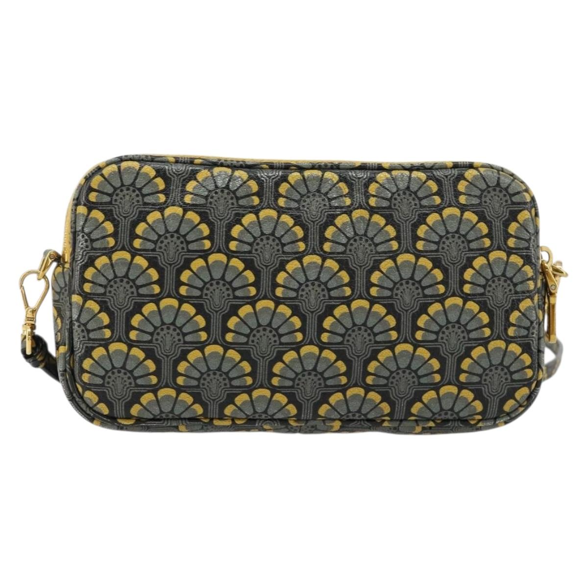 Miu Miu Shoulder Bag Leather Gray Gold Auth 182013A