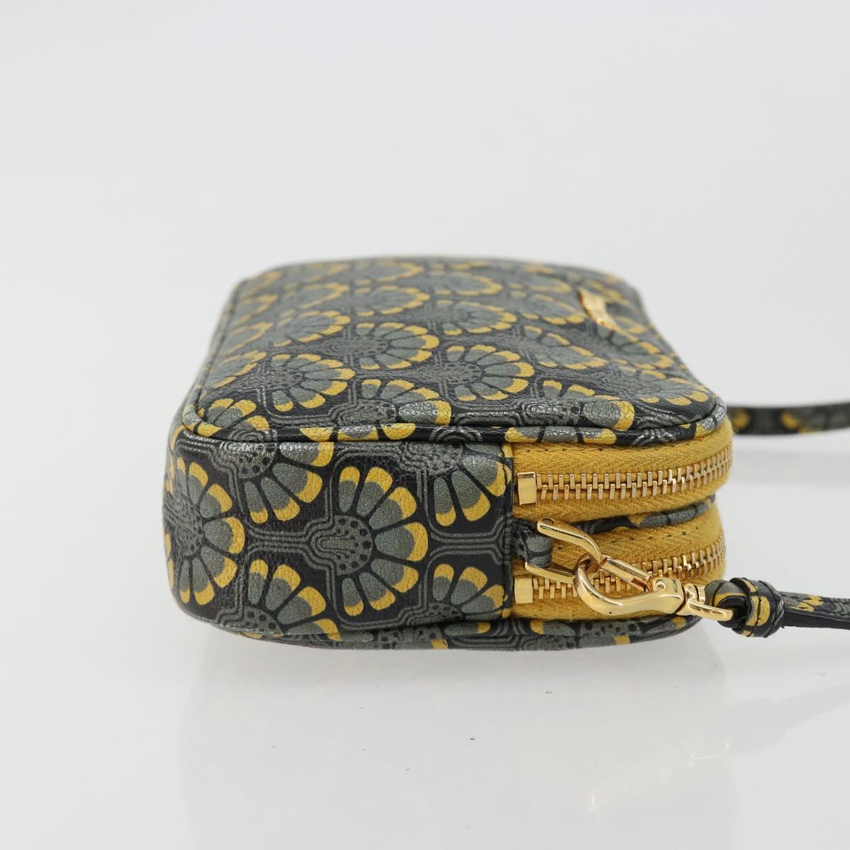 Miu Miu Shoulder Bag Leather Gray Gold Auth 182013A