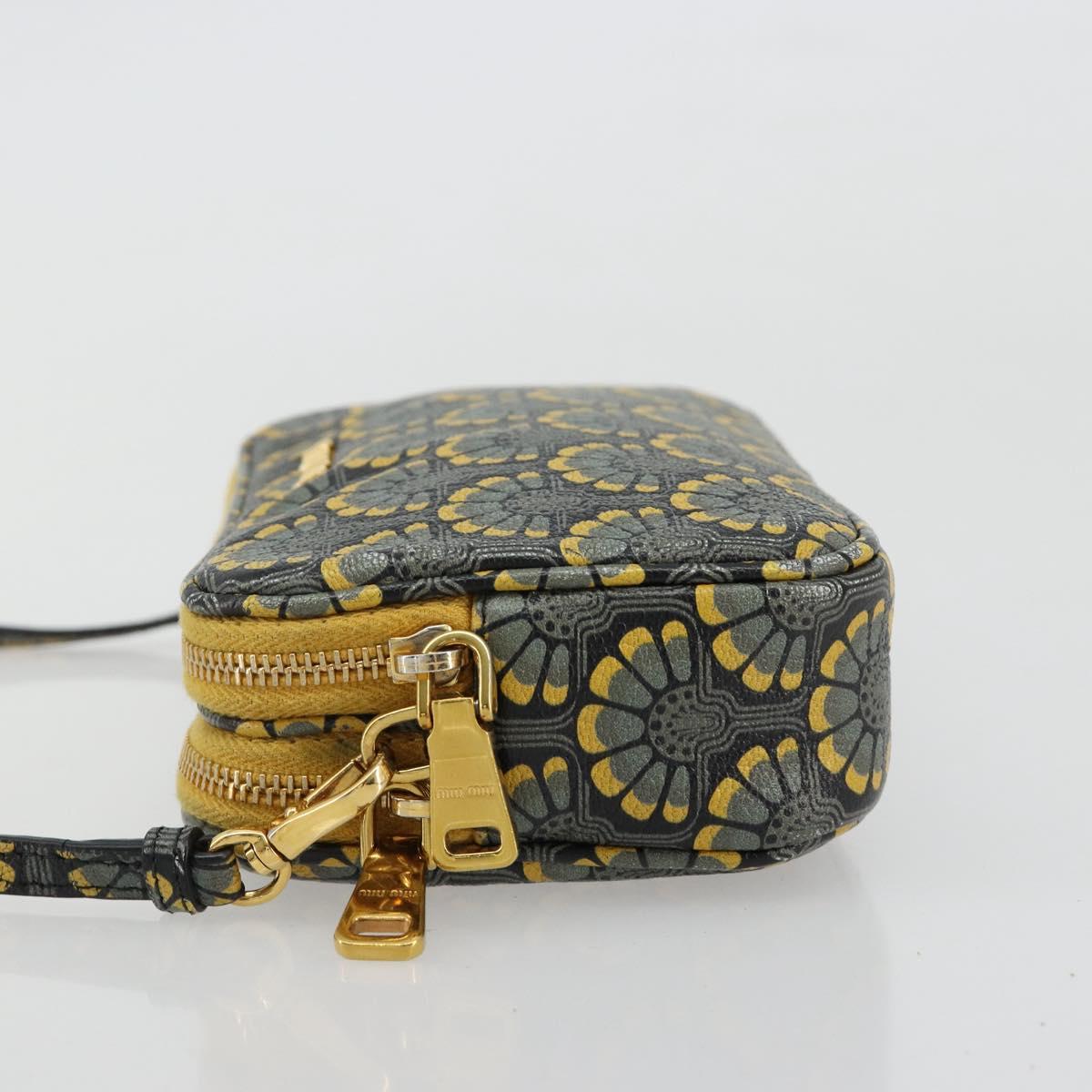 Miu Miu Shoulder Bag Leather Gray Gold Auth 182013A